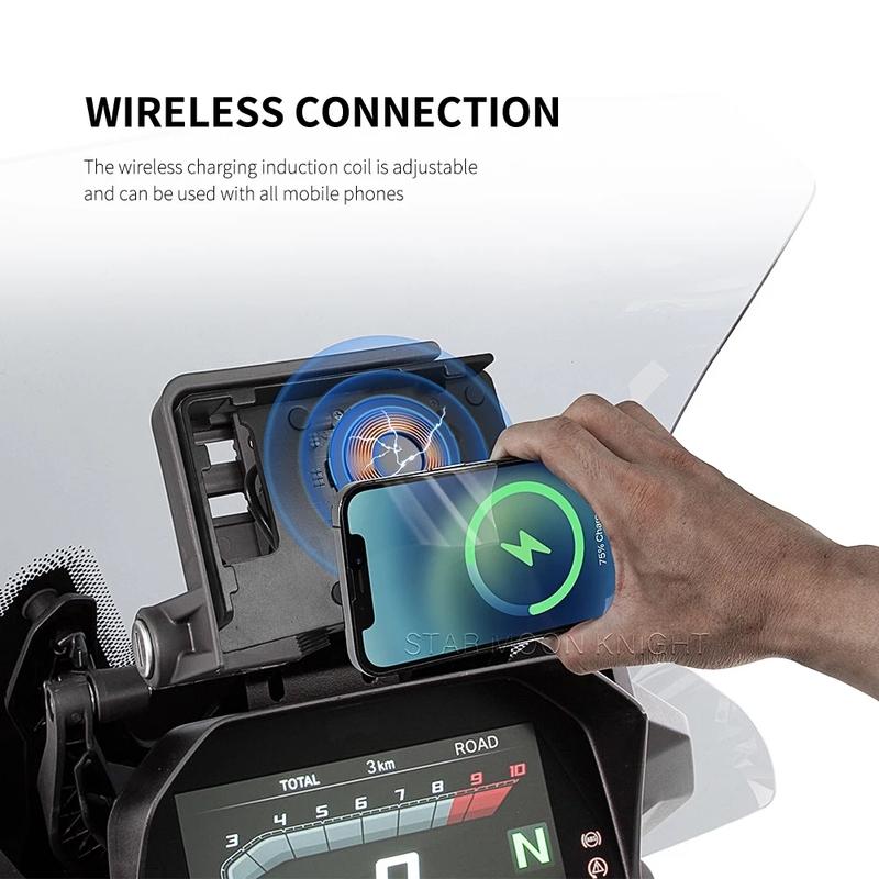 For BMW R1250GS ADV R1200GS F850GS F750GS F700GS F800GS Wireless Charger USB Navigation Mobile Phone Holder F900XR F900R S1000XR