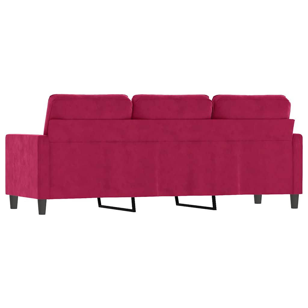 3 Seater Sofa Burgundy 180 Cm Velvet