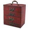 Jewelry Box Chinese Vintage Case 4 Drawer Wood Oriental Compact Ample Capacity Versatile Storage