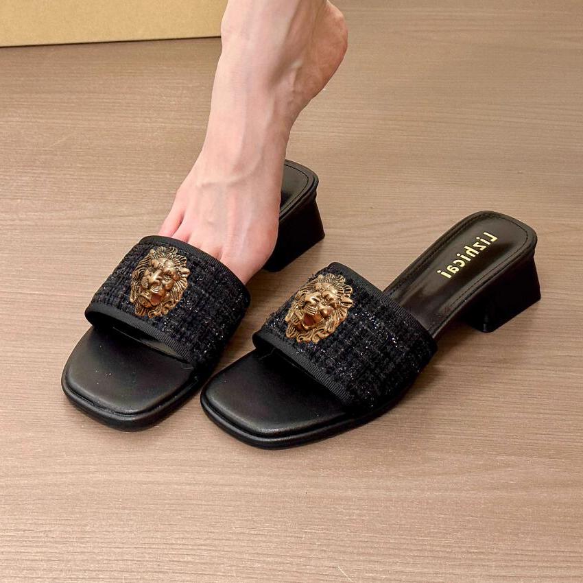 

Summer couples Flip-flops Brand Designer Casual Be ach slippers women s luxury sandals Italian Dinner Party style 40 чёрный