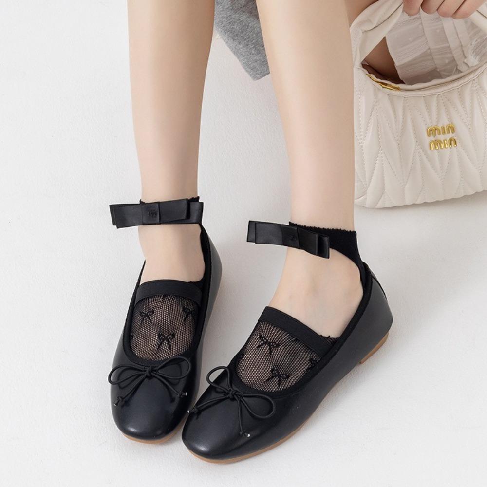 

Bow Short Socks Breathable Hosiery New Invisible Socks Women чёрный