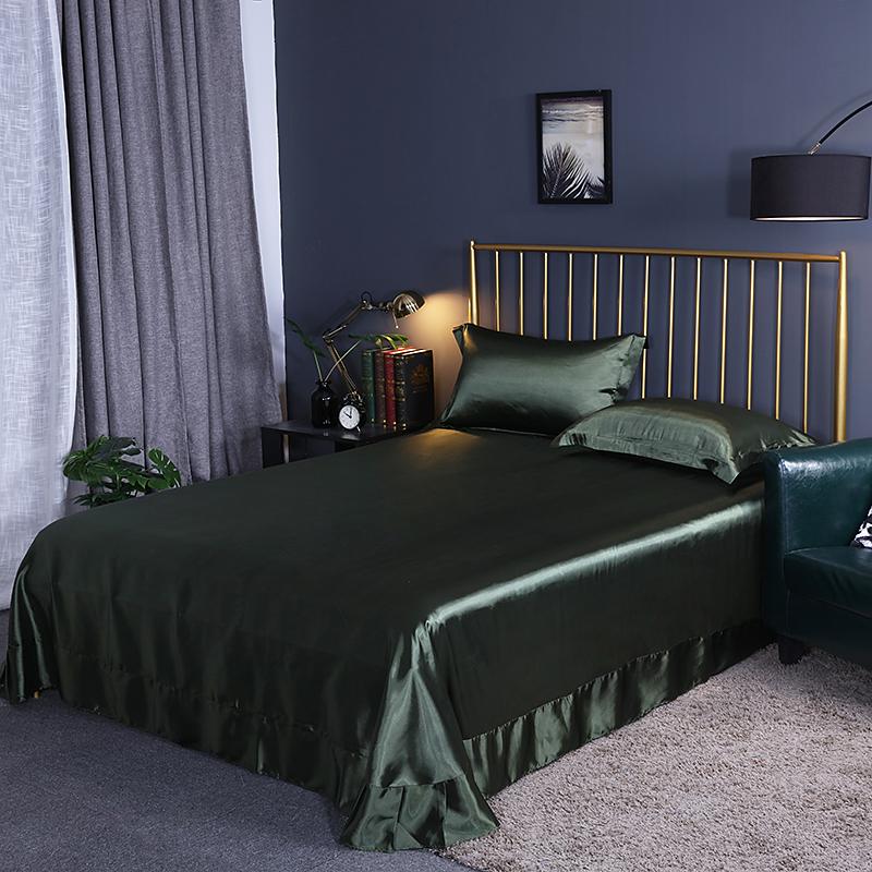 Luxury Natural Mulberry Silk Bed Sheet Set or Only A Bedsheet High-end Stain Queen Ruffles Bed Sheet and Pillowcase Bed Linens