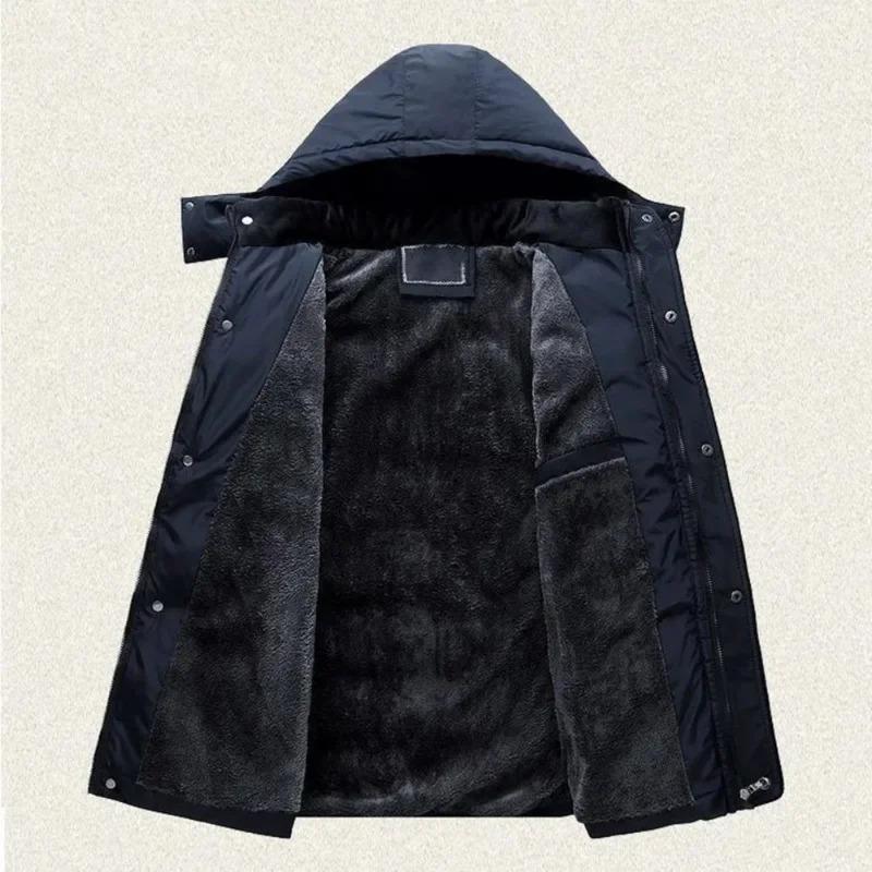 Winter Trendy Kälteschutz Kapuzenjacke Oberbekleidung Waschbar Herren Thermomantel Einfarbig für Outdoor Winddichte Freizeit Oberbekleidung für Männer