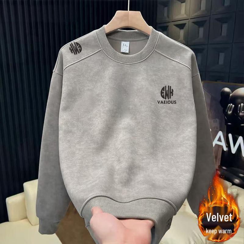 Men s Trendy Tie-Dye Letter Hoodie: Casual Versatile Pullover with Velvet Base Layer L