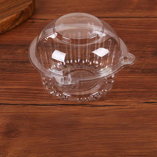 100Pcs Cupcake Box Plastic Clear Cupcake Container with Secure Flip-Top Seal Easy Open Close Stackable Dessert Holder