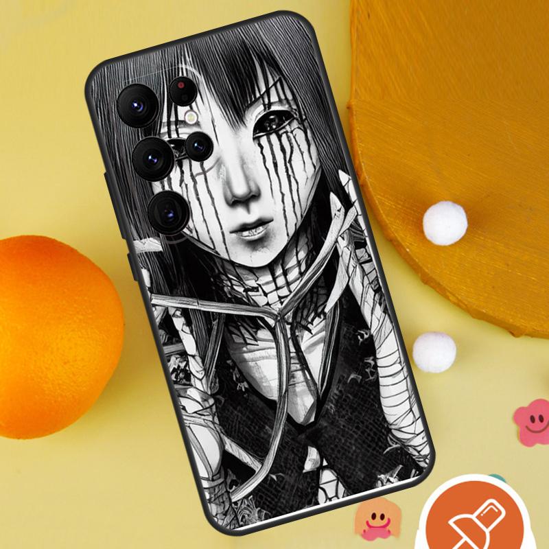 Horror Manga Style Phone Case For Samsung Galaxy S25 Ultra S24 S22 S21 Ultra S9 S10 S20 Plus S23 FE Funda Cover