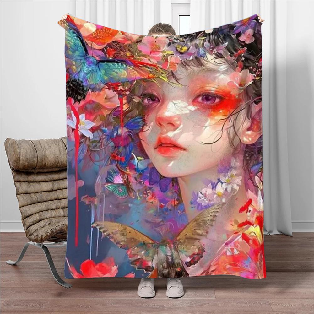Kunst Cartoon Mädchen Decke Kinder Warm Weich Decke für Sofa Büro Picknick Bettbezug Decke Geeignet für Geburtstag Souvenir Geschenk