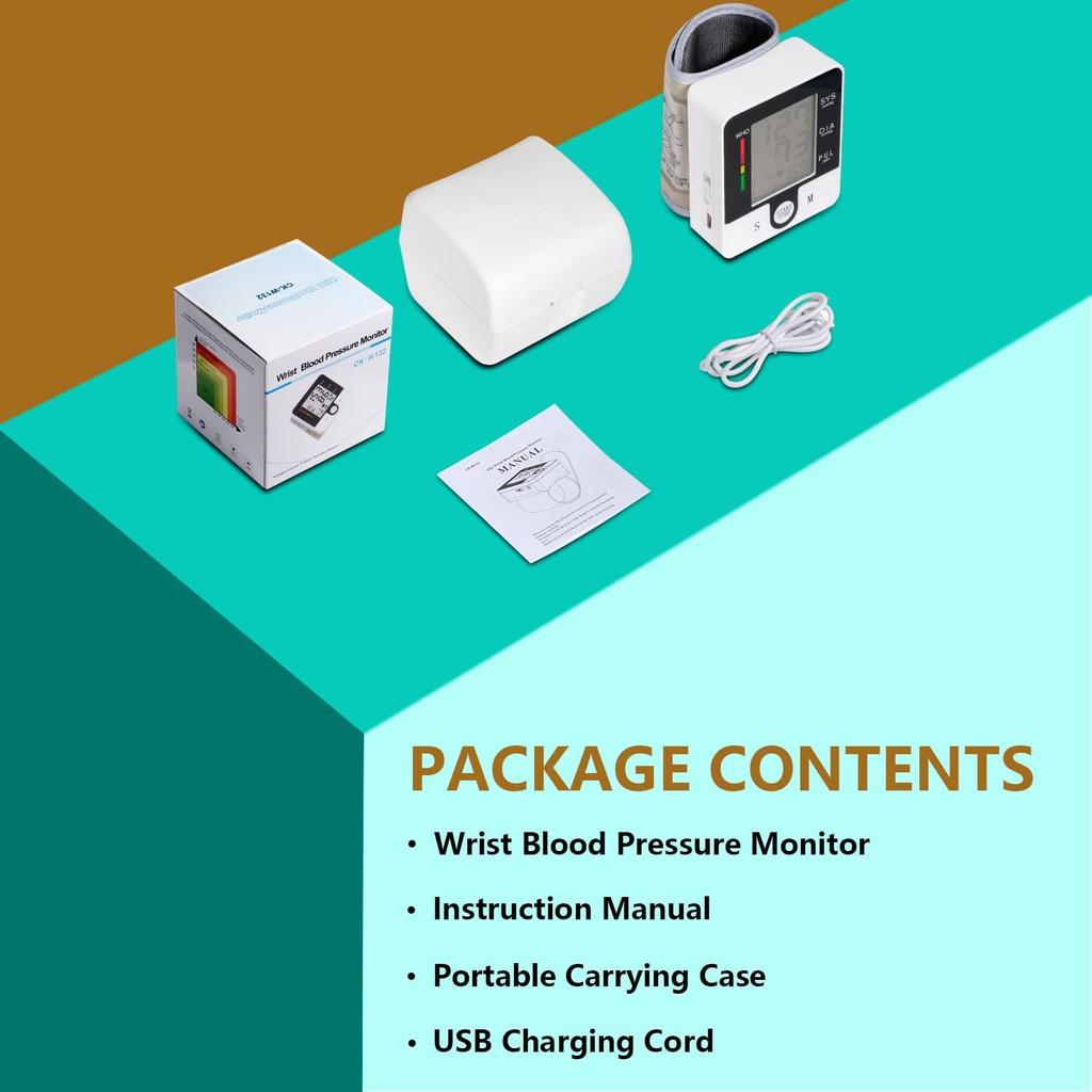 Wrist Blood Pressure Monitor for Home Use Digital Automatic Talking Wrist Blood Pressure Cuff, Rechargeable Blood Pressure Machine Adjustable Bp Cuff