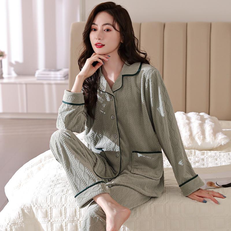 Pajamas Women'S Autumn And Winter Coral Fleece Thickened Fleece Winter Thin Fleece Flannel Winter Loungewear
