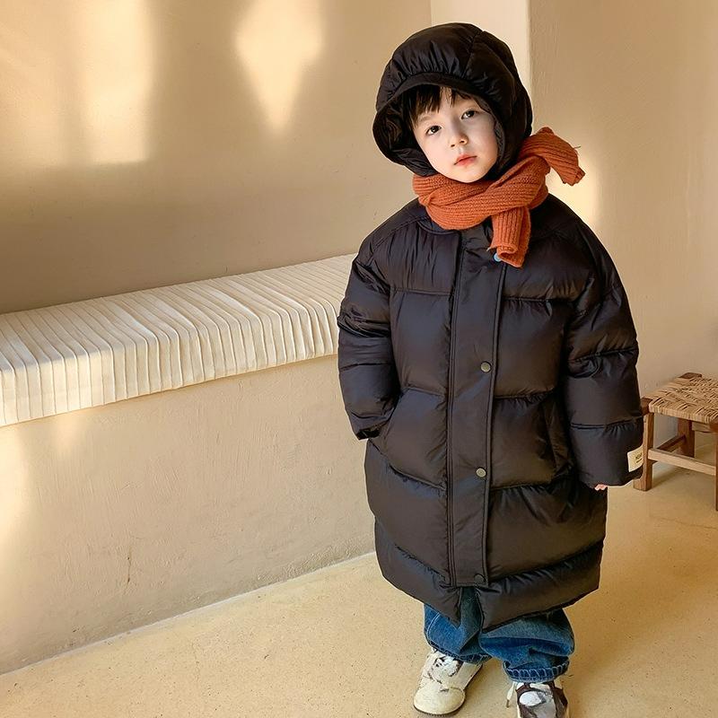 

Теплая одежда, Детские пуховики, Для мальчиков и девочек, Бархатные куртки для больших детей, Детская одежда 120 чёрный