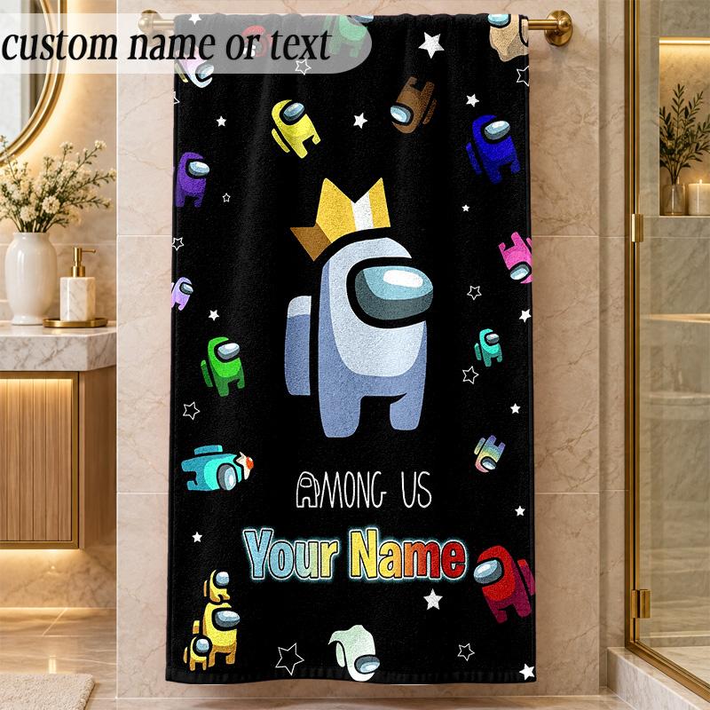 Beach TowelAmong Us Custom Name Text Personalized Soft Towel for Beach Pool Indoor Home Decor Gift