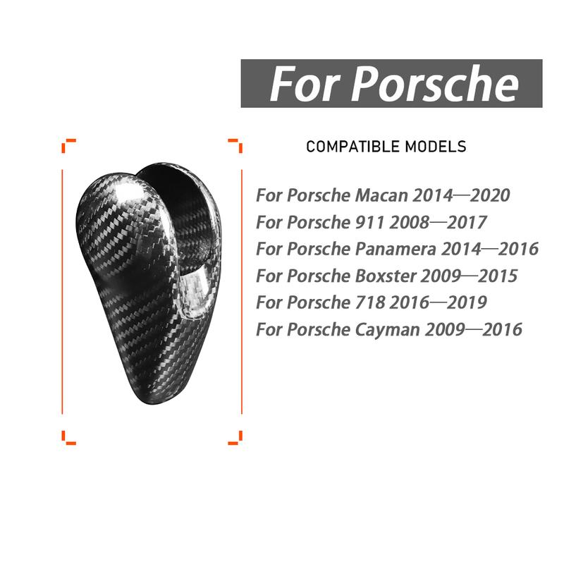 Car Accessorie Carbon Fiber Gear Shift Knob Handle Interior Cover Trim Sticker For Porsche Macan 911 Panamera Boxster Cayman 718