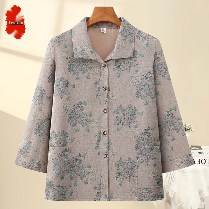 Women's Floral Print 3/4 Sleeve Loose Blouse