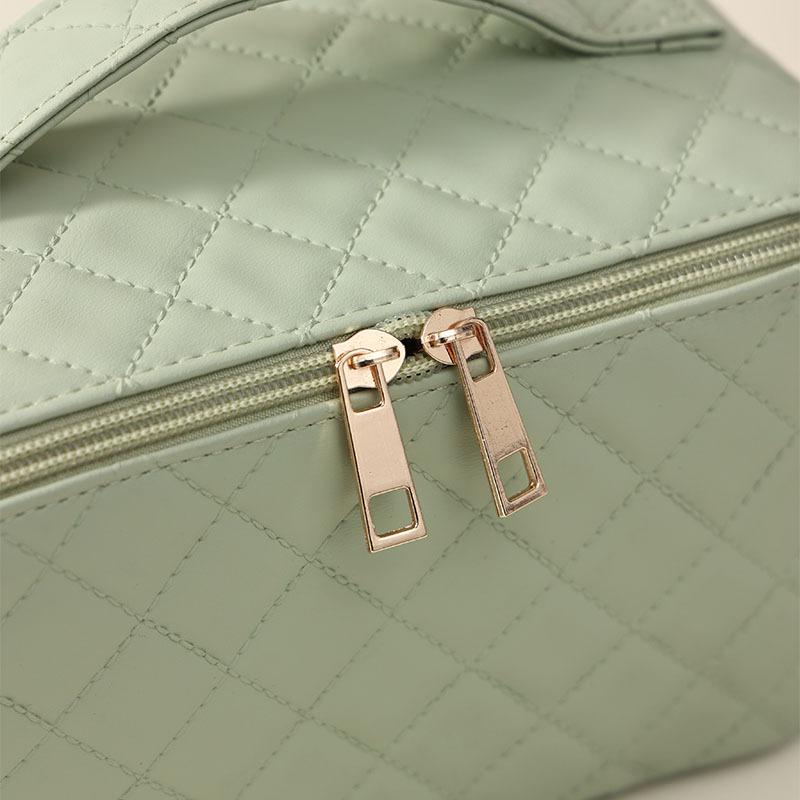 Neue einfarbige, einfache PU-Kosmetiktasche mit großer Kapazität, Kosmetiktasche, Make-up-Tasche, Reisetasche, tragbarer Hautpflege-Toilettenartikel-Organizer