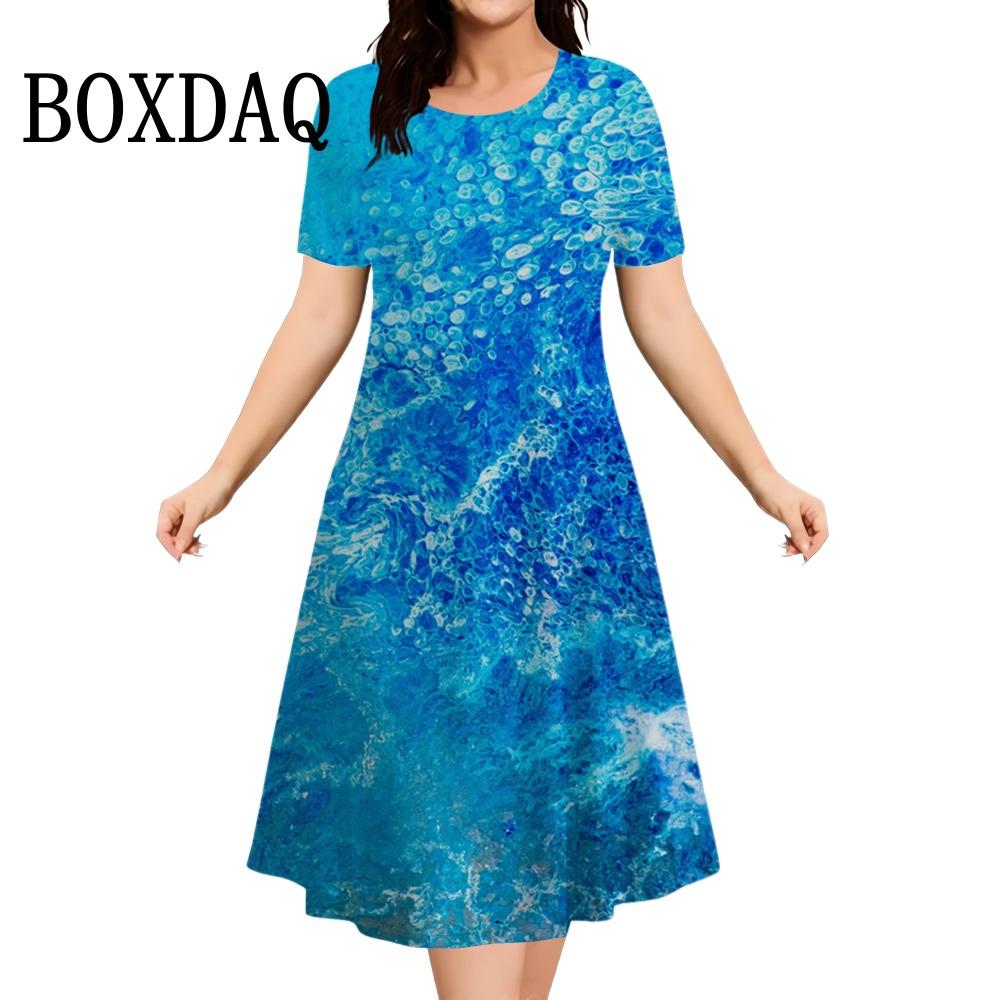 Summer Flowers 3D Printed Short Sleeve Dress Women Casual Fashion Plus Size Round Neck Loose Dress For Women Large Size 8XL 9XL