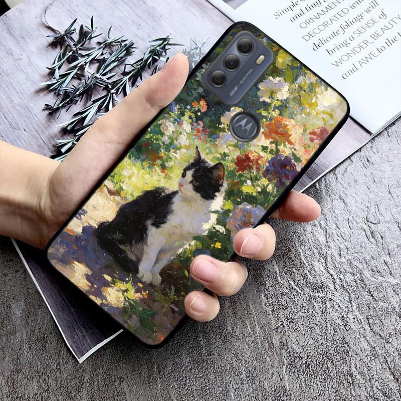 cat art aesthetic Phone Case For Moto G86 G85 G75 G15 G05 G56 G72 G53 G54 G84 G60 G31 G32 G24 G 5G G Play
