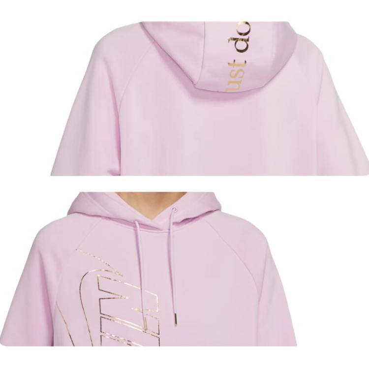 Nike Icon Knit Splicing Warm Hooded Pullover Sweatshirt Women Sweatshirts Light-Arctic-Pink Vibrant-Pink Metallic DM1741-676