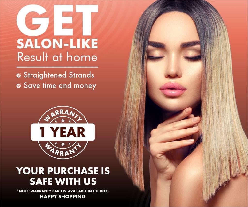 Urban Yog Hair Straightening Brush | Electric Hair Straightner Comb | With Ceramic Coated Plates, 5 Temperature Controls | 1 Year Warranty, Black