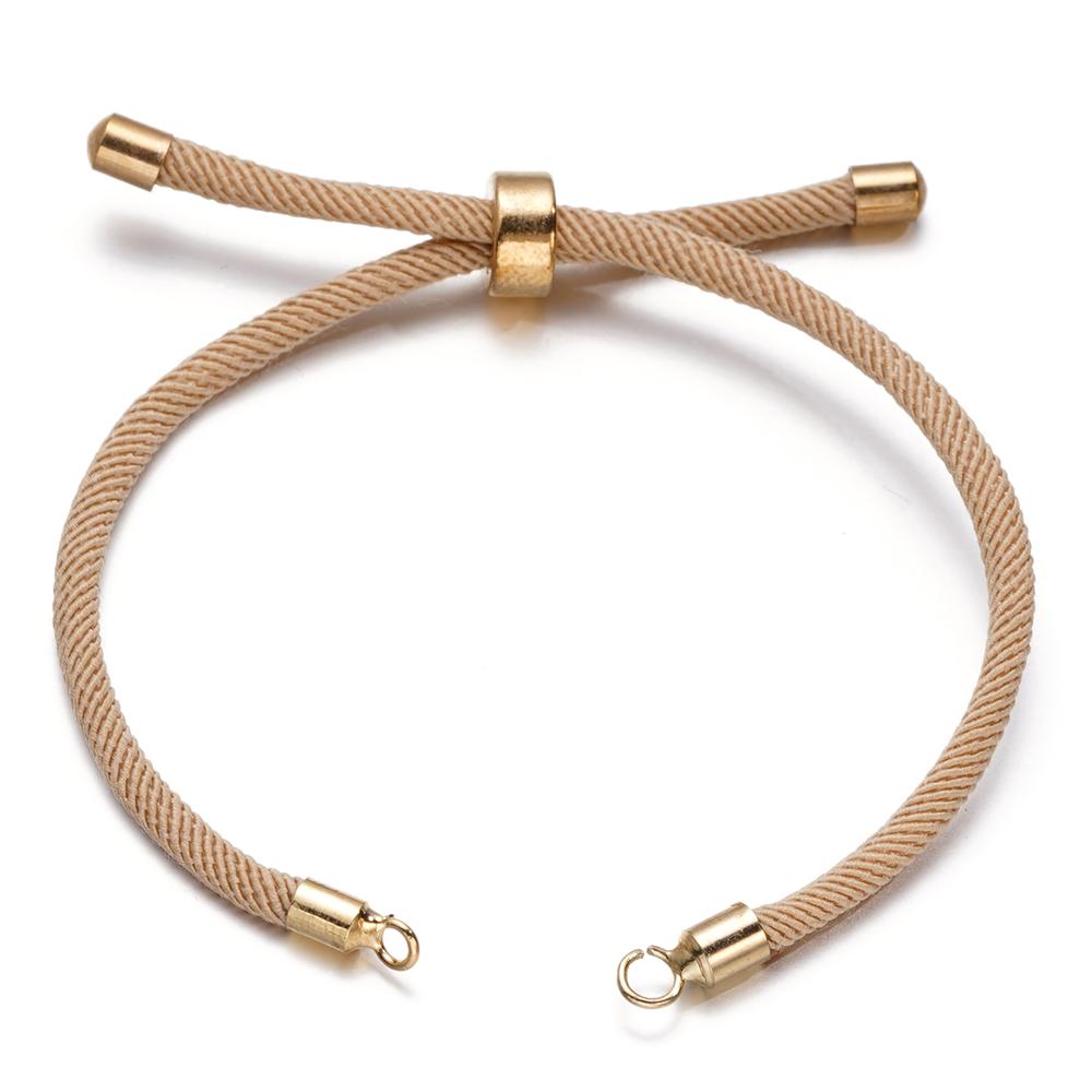 1pc Adjustable Nylon Braided Twisted Cords Slider Friendship Bracelets with Brass Cord End for Jewelry Making DIY Findings