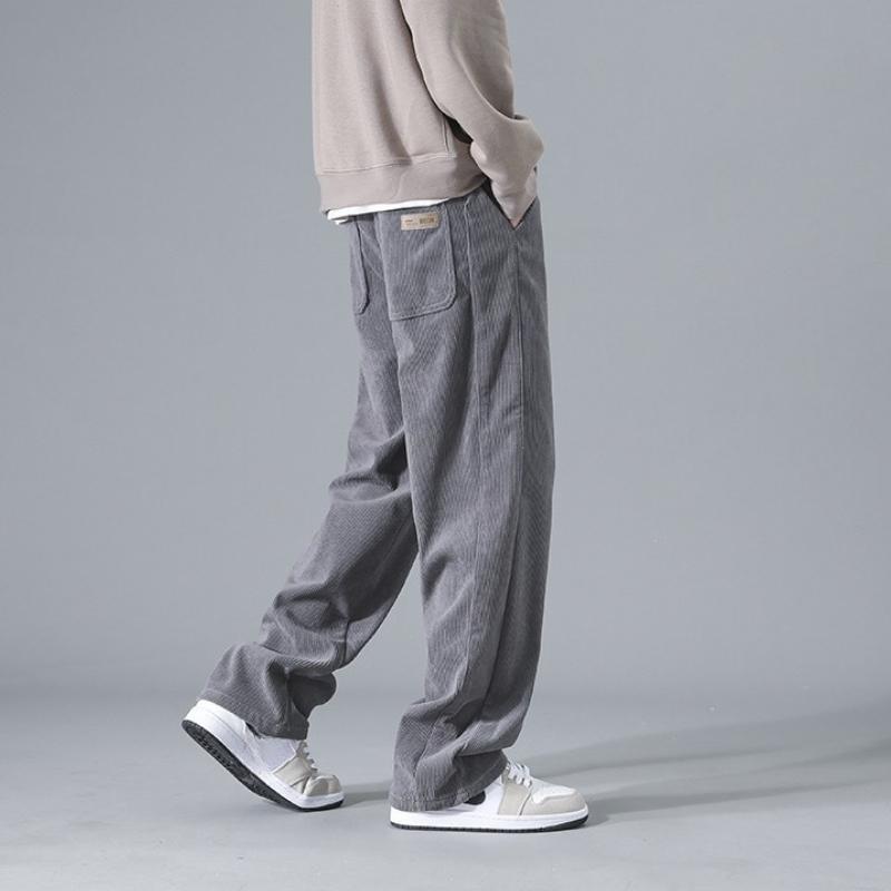 Men's Corduroy Pants: Loose Straight Wide-Leg Sweatpants for Spring & Autumn, Winter Sports Casual Long Trousers