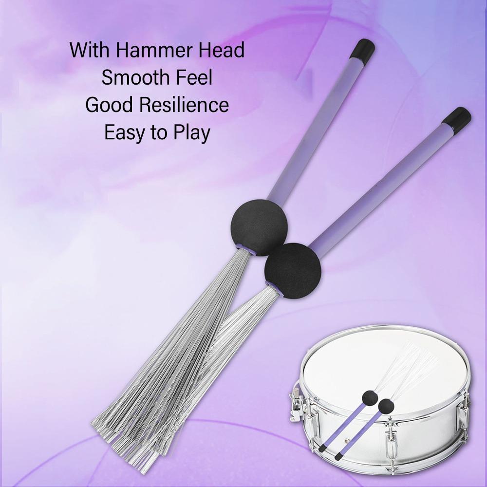 2PCS Purple Color Retractable Drum Brushes Drumstick Brushes For Percussion Instruments