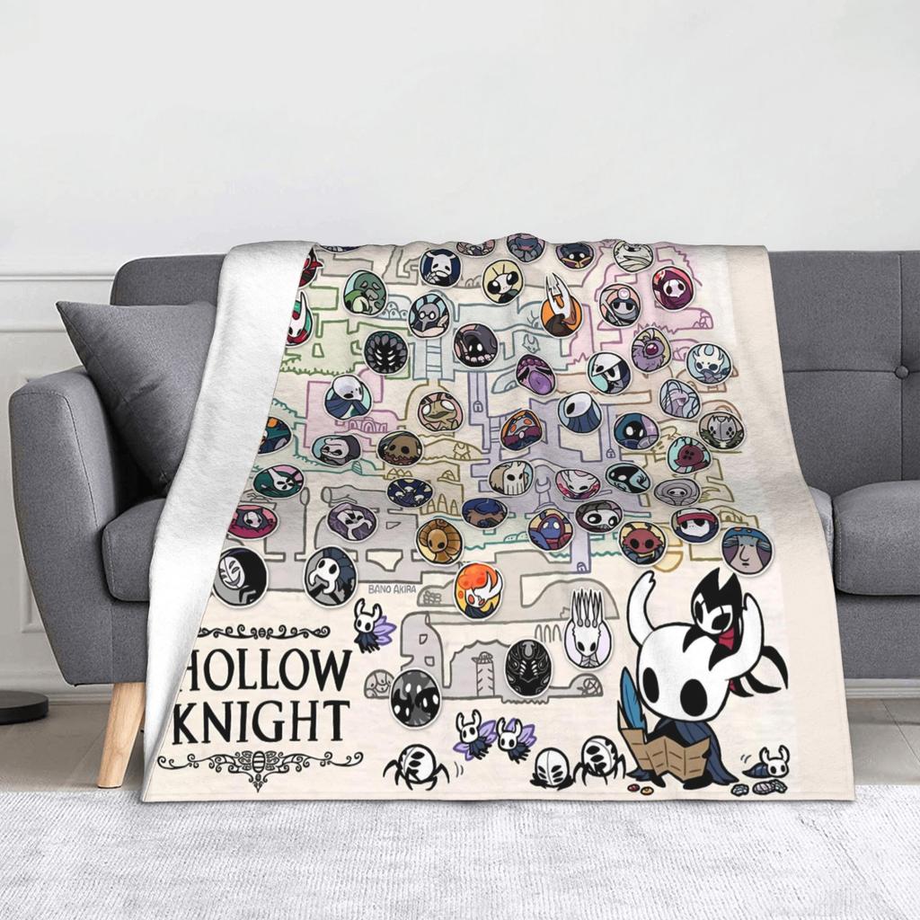 Hollow Knight Silksong Game Map Flannel Throw Blankets Mysterious Rug Piece Knitted Blanket Car Lightweight Thin Multi-function
