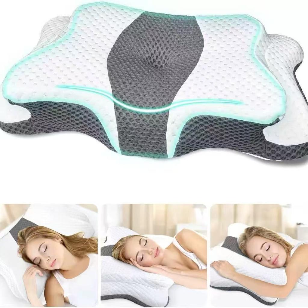 Ergonomic Butterfly Pillow Neck Support Pillow Memory Pillow for Sleeping Comfortable for Bed Relieve Neck Pressure Breathable Design