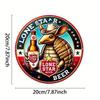 1pc Lone Star Armadillo Beer Wooden Sign, 8x8 Inch Vintage Circle Wall Art, Durable, Weatherproof, No Fade, Perfect for Home, Office, Bar, Cafe Decor