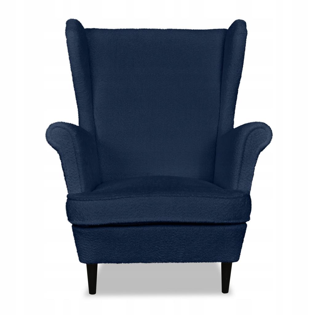 Bella Wing Chair with Footstool Scandinavian Family Meble Navy Blue