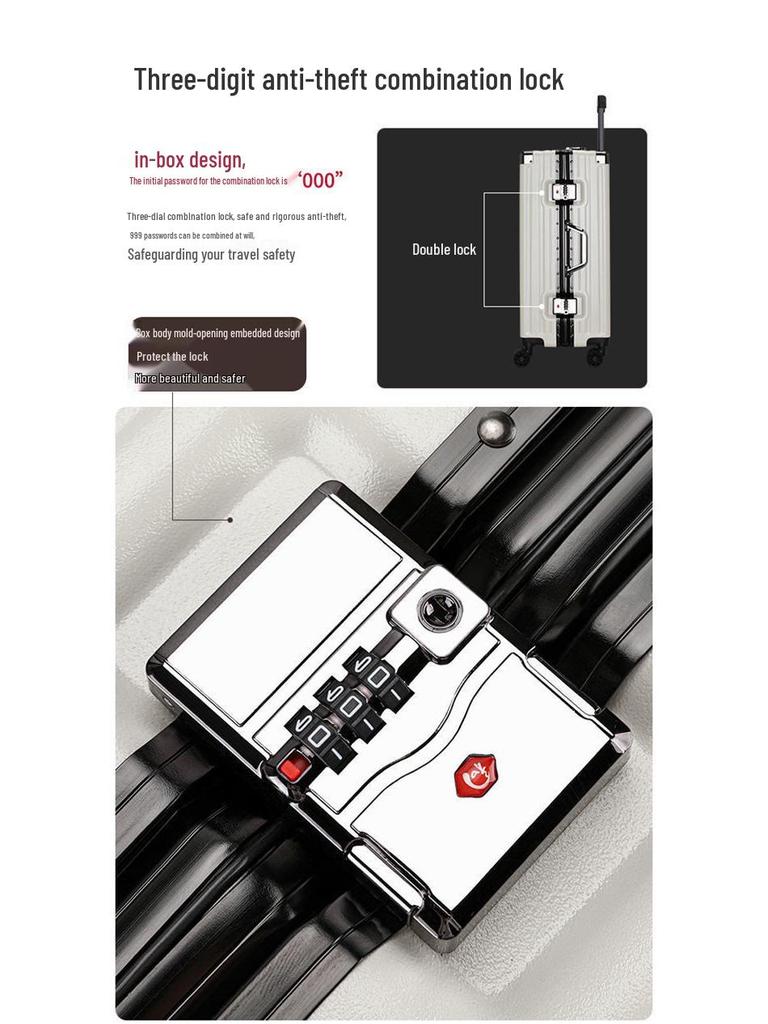מזוודת טרולי עם שלדת אלומיניום חזקה, גלגלים שקטים ומנעול קומבינציה - קיבולת גדולה לגברים, נשים וסטודנטים