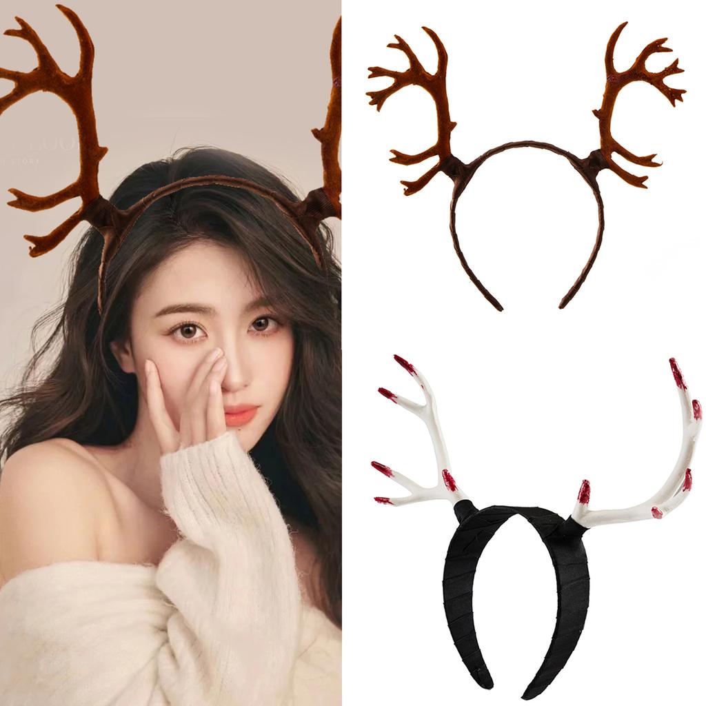 Handmade Antler Horn Headbands Girl Cosplay Headwear Antler Horn Fursuit Masquerades Halloween Cosplay Party