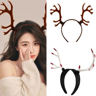 Handmade Antler Horn Headbands Girl Cosplay Headwear Antler Horn Fursuit Masquerades Halloween Cosplay Party