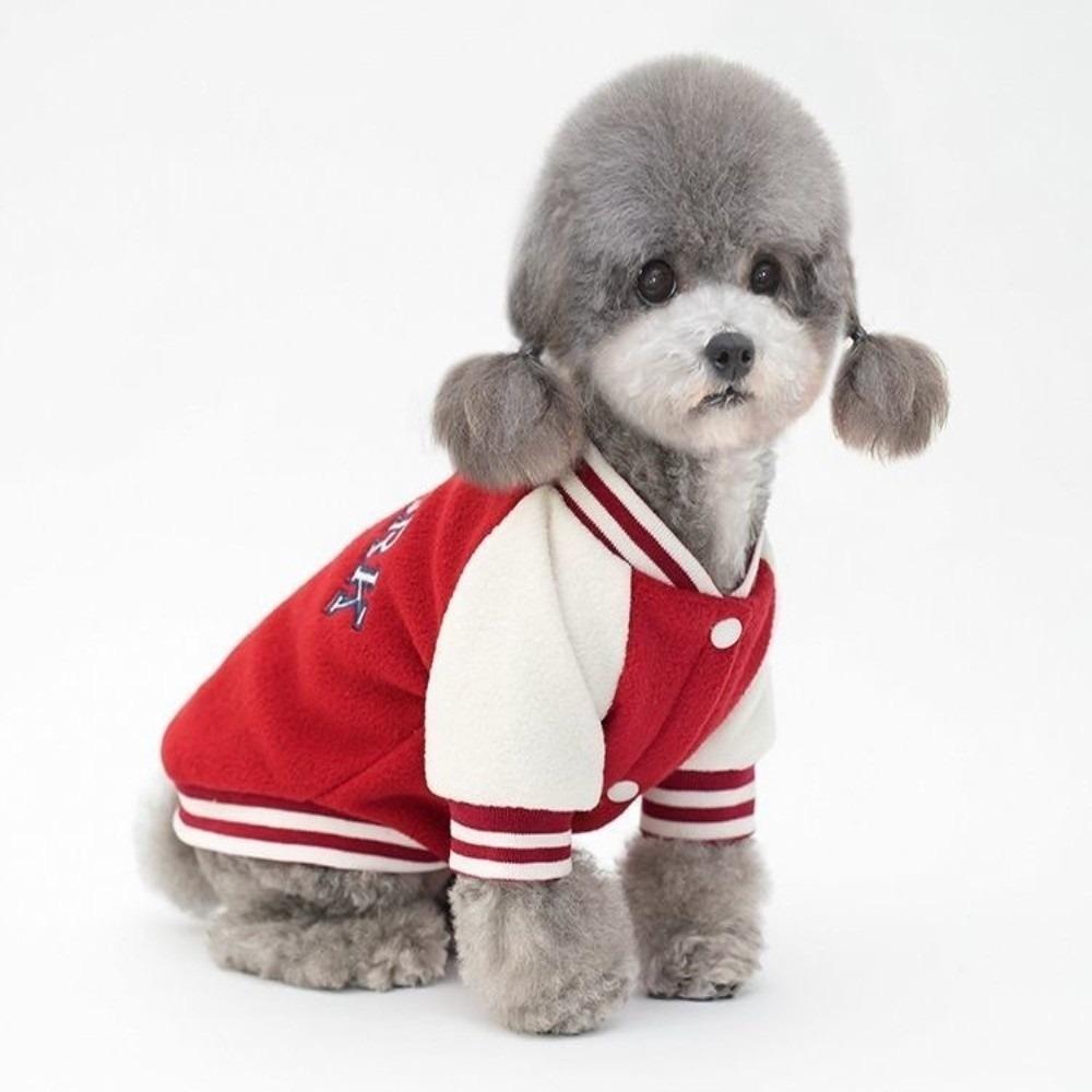 Contrasting Color Dog Jacket Button Closure Pet Clothing Universal Fleece Coat  Sport Suit