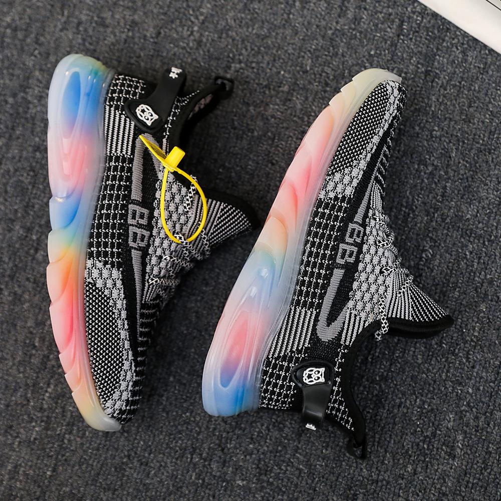 2025 new casual women's shoes fly-woven color sports shoes student breathable running shoes women's soft sole wear-resistant