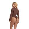 Nahtloser Square Neck Langarm Tummy Control Po-Lifting Taillenraffender Bodysuit Formwäsche