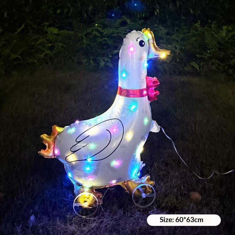 HUAHUAElephant Inspired Standing 4D Glow Foil Balloons with Wheels for Child's Birthday and Baby Shower DecorationsHUAHUA