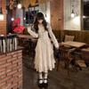 French White Lace Dress, Women's Pure Desire for Spring and Autumn, New Temperament Waist Hepburn Style Long Skirt