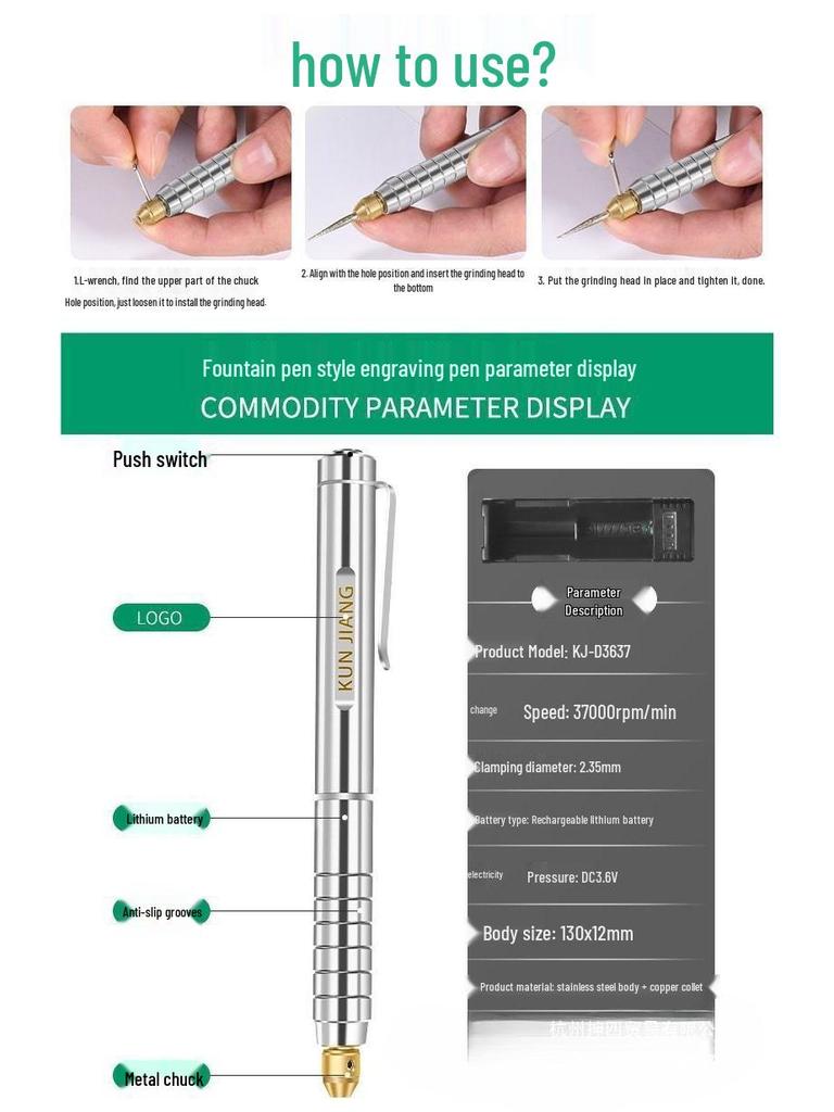 Compact Laser Engraver: Nameplate & Metal Engraving Pen for Jade, Olive Pit, and More