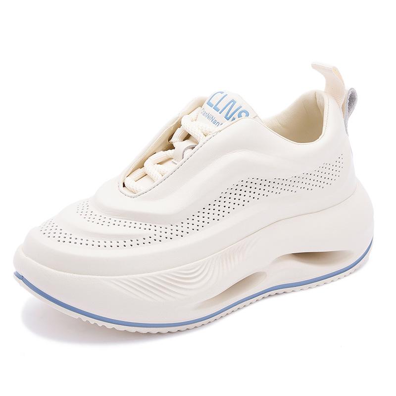 

Hot-Sale 5.5CM Synthetic Genuine Leather Spring Combat Autumn Women Vulcanize Ankle Platform Wedge Flats Chunky Sneakers Shoes 40 белый