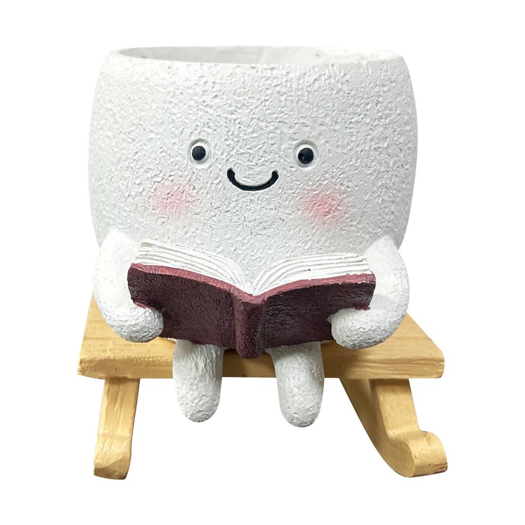 Chair Smile Face Planter Resin Hanging Cute Head Flower Pot with Swing Seat Creative Succulent Flower Pot Garden Plant Container