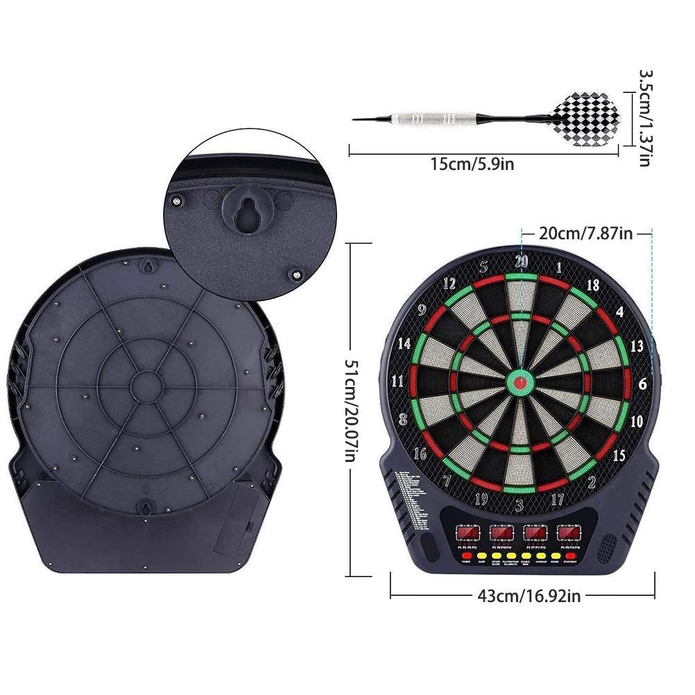 Electronic Dartboard Multiplayer Dart Machine Dartboard with 6 Darts, Replacement Tips 27 Games and 243 Variants for 16