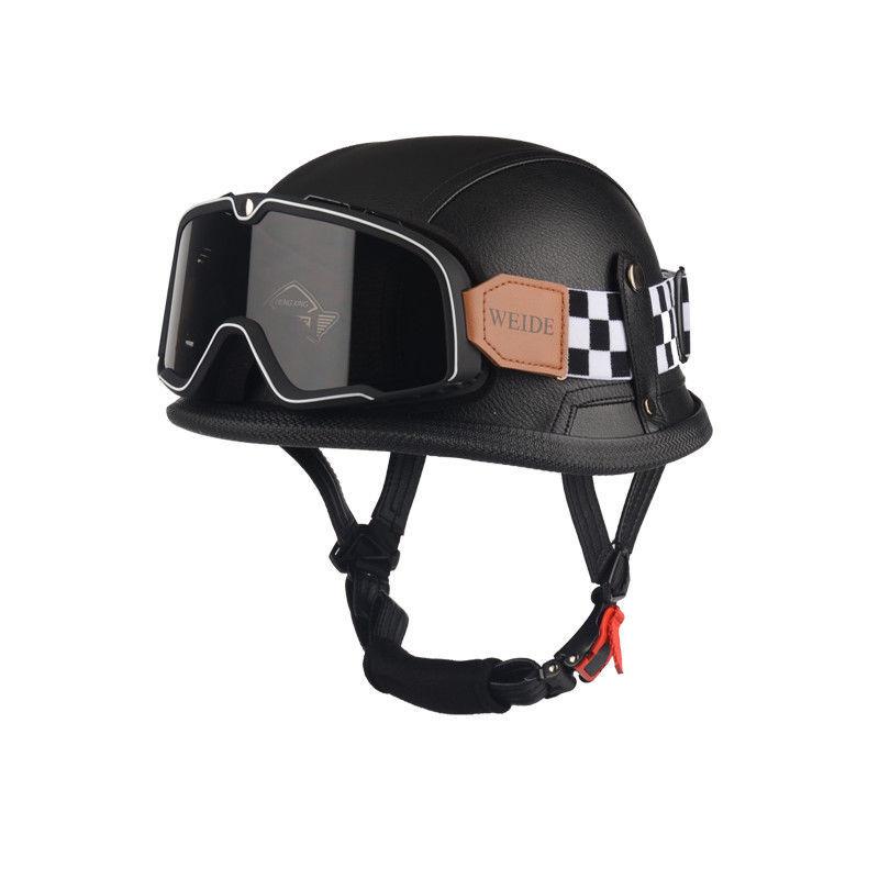 Pedal German Steel Helmet Cruise Retro Half Helmet Harley Men Motorcycle Helmet Motorcycle Floating Helmet Soldier Steel Helmet Leather Helmet