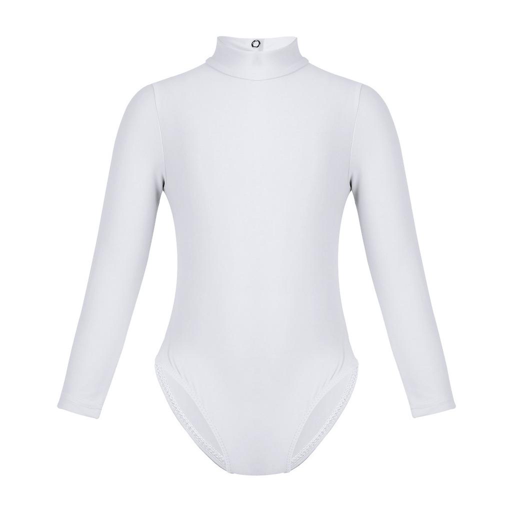 Girls Basic Long Sleeve Ballet Dance Gymnastics Training Leotard Jumpsuit Unitard Tights Dancewear Bodycon Bodysuit