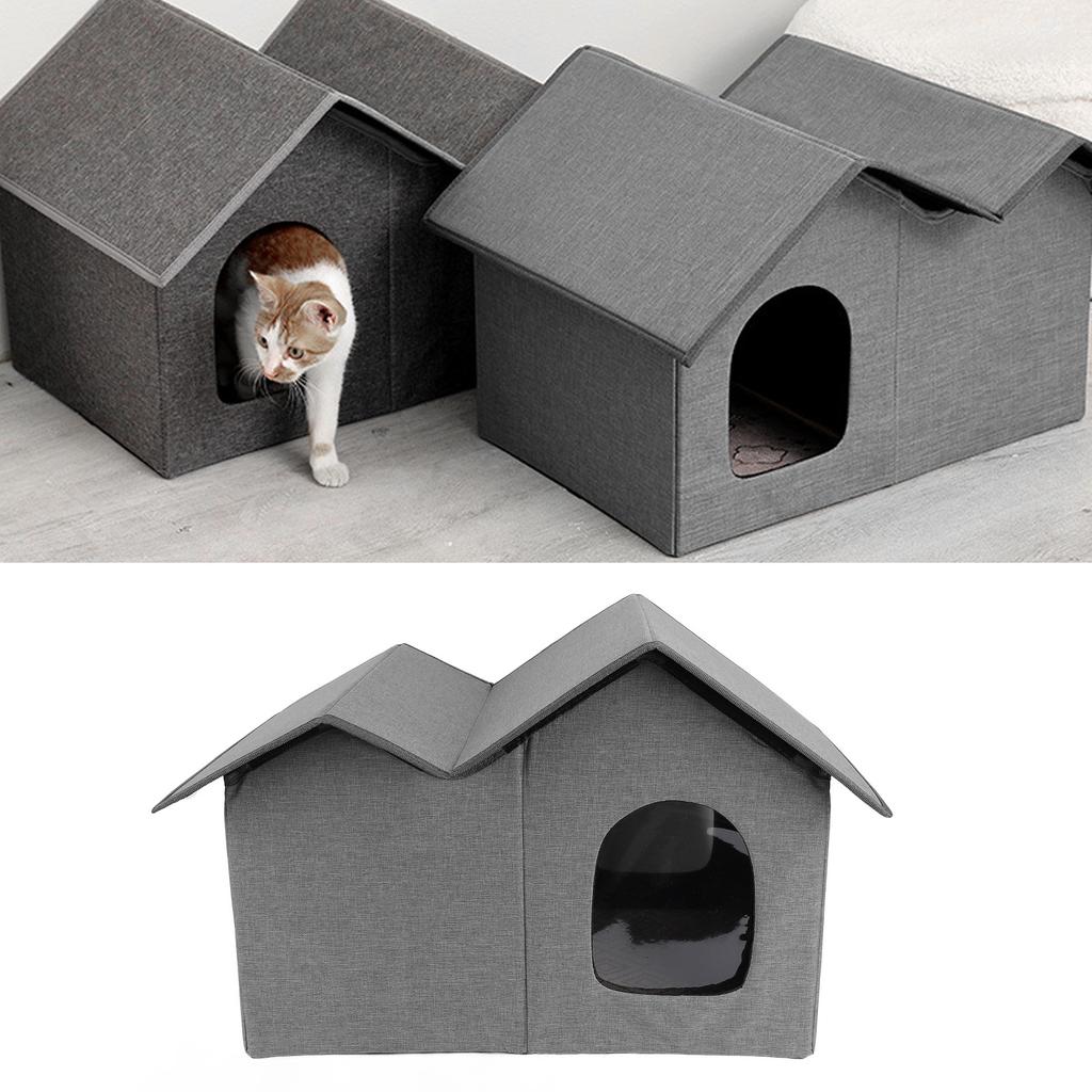 Cat House Large Space Water Resistant Closed Design Comfortable Portable Foldable Cat   for Indoor Pets