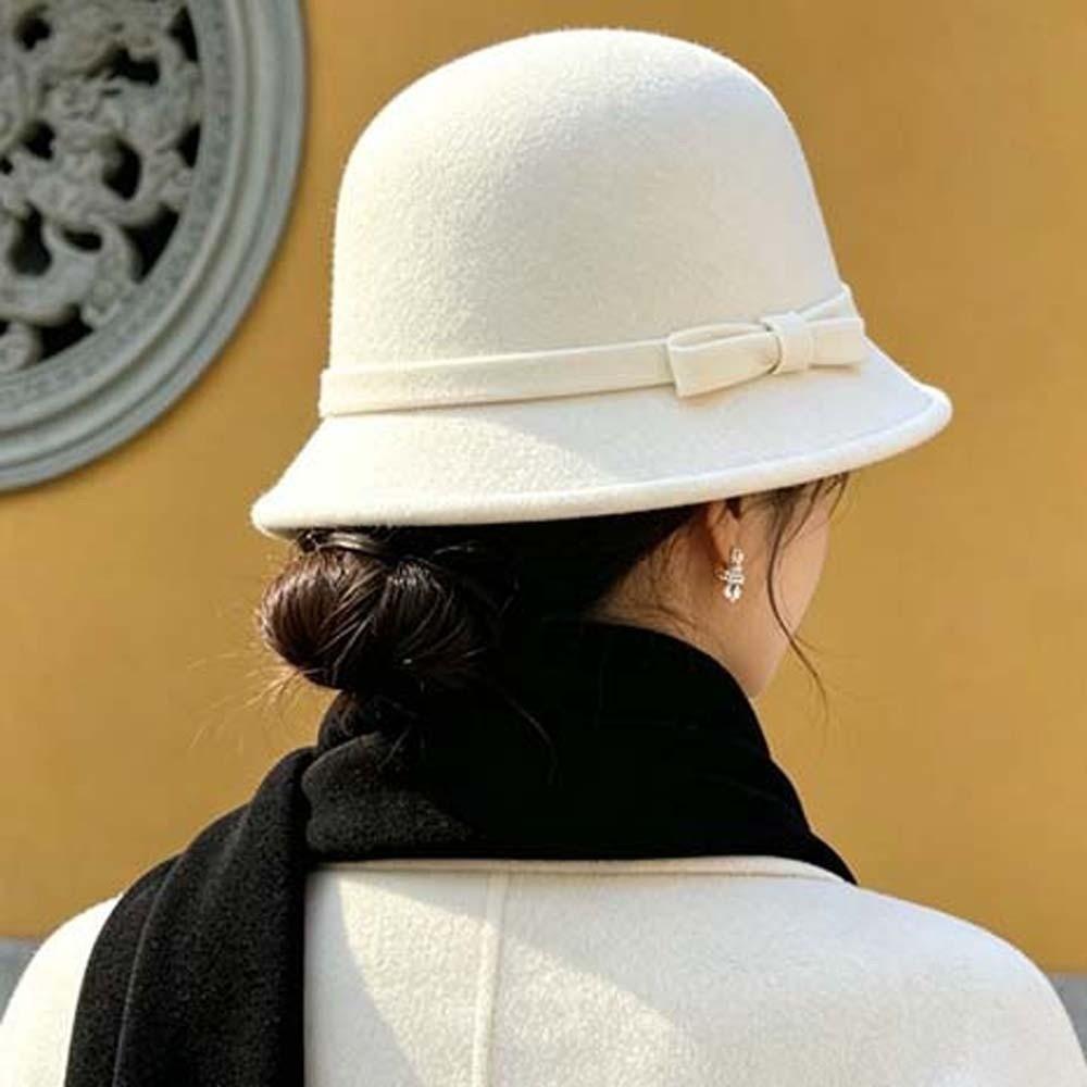 Korean Style Winter Woolen Hat Warm Fleece Vintage Fedora Cap Retro Cloche Cap  Casual Party