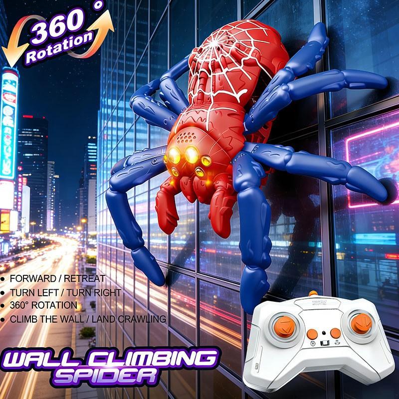 1 Set Giocattoli Scherzo a Movimento Rapido Ragno Strisciante Telecomandato con Occhi Rossi a LED Ragno Rampicante Giocattolo con Telecomando per Bambini Regalo