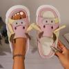 Fashion Women Cute Cartoon Cow Linen Slippers Spring Anti-slip Slides Couples Home Non-slip Flip Flops Casual Slip on Platform Slippers