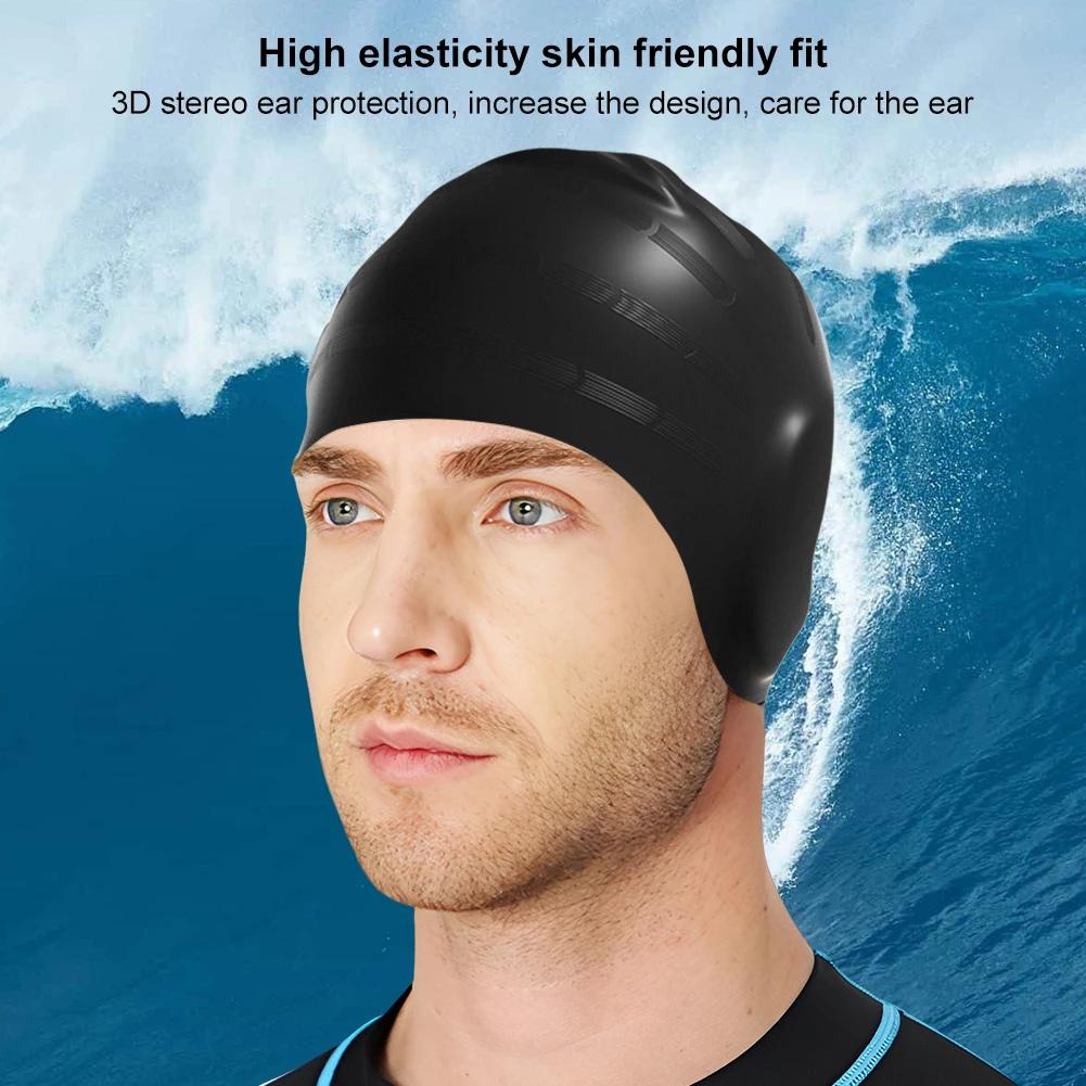 Adults High Elastic Swimming Caps Men Women Waterproof Swimming Pool Cap Protect Ears Long Hair Large Silicone Diving Swim Hat