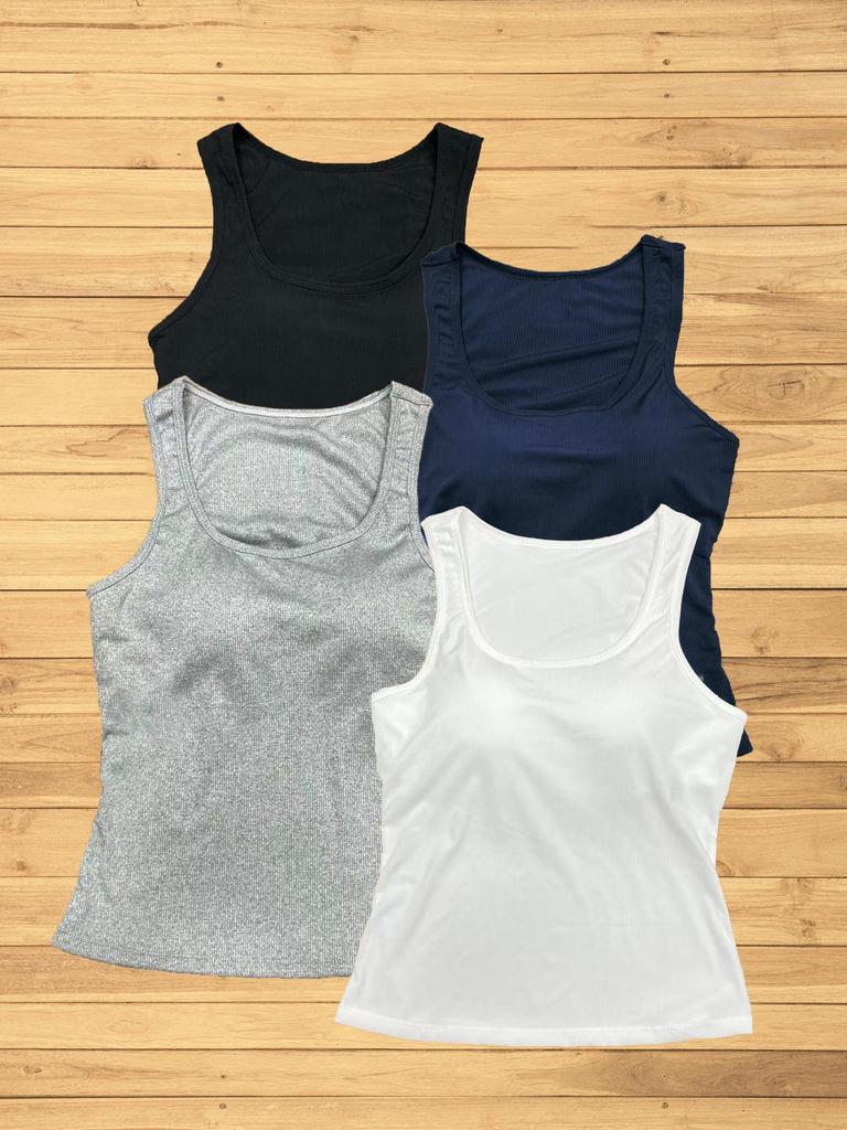 Ice Silk Spaghetti Strap Women's Tank Top with Chest Pads - Comfortable Summer Fashion for Europe and America
