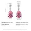 925 Sterling Silver Premium Compact Temperament Pink Water Drop Zircon Earrings Birthday Anniversary Party Gift